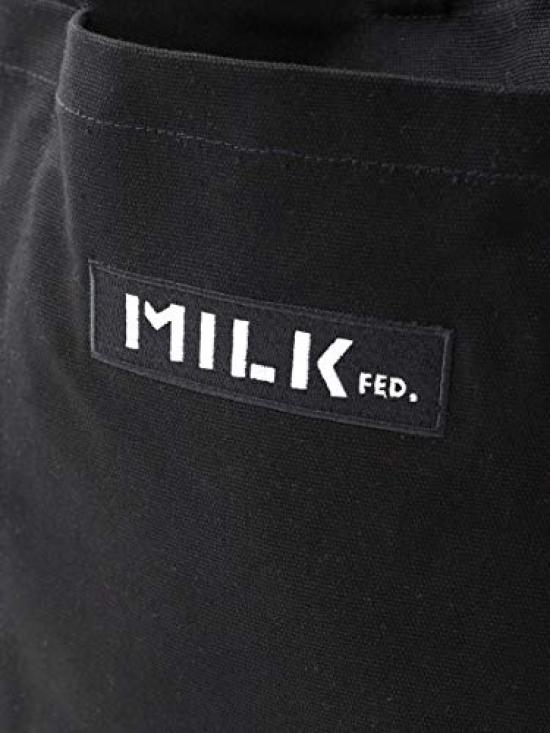 Milkfed BAR AND UNDER LOGO BIG CANVAS BAG 103201053013 Black