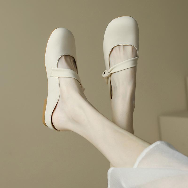 Lazy shoes bag head half slippers women wear 2025 spring and summer new Internet celebrity half tray single shoes Muller shoes flat sandals