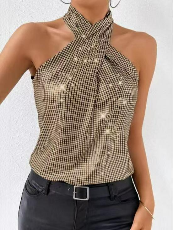 2026 Sexy Sequin Halter Tank Top for Women