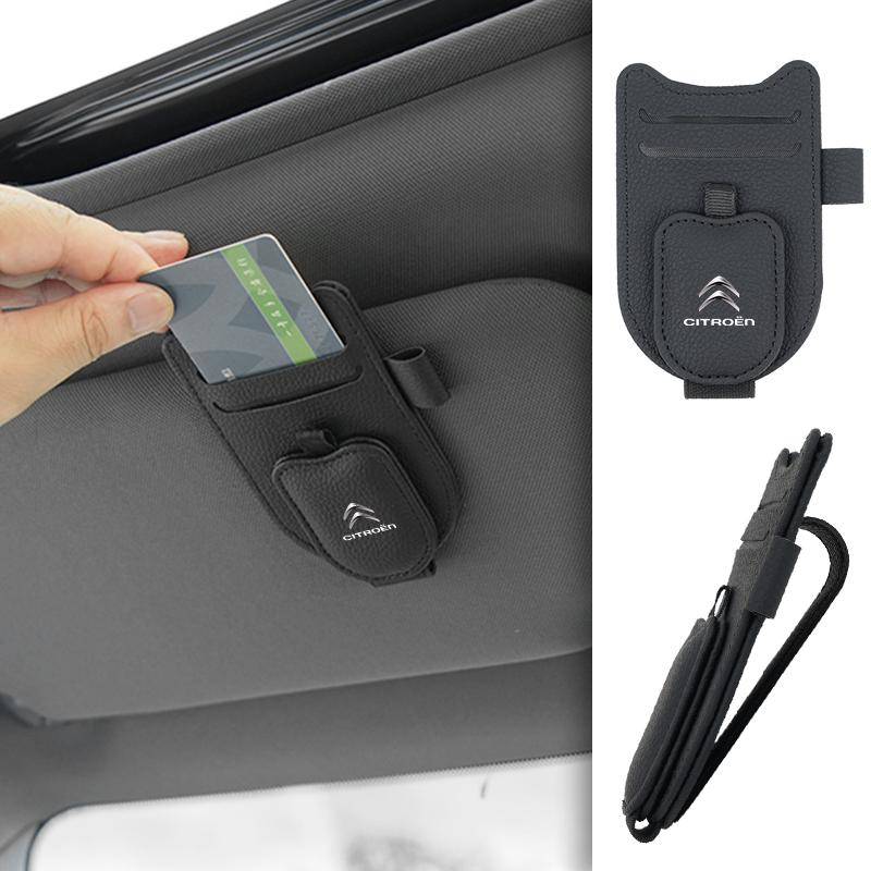 Car Glasses Holder Sun Visor Leather Sunglasses Clip Auto Accessories For Citroen C3 C4 C5 C1 C2 Berlingo Celysee Xsara Picasso