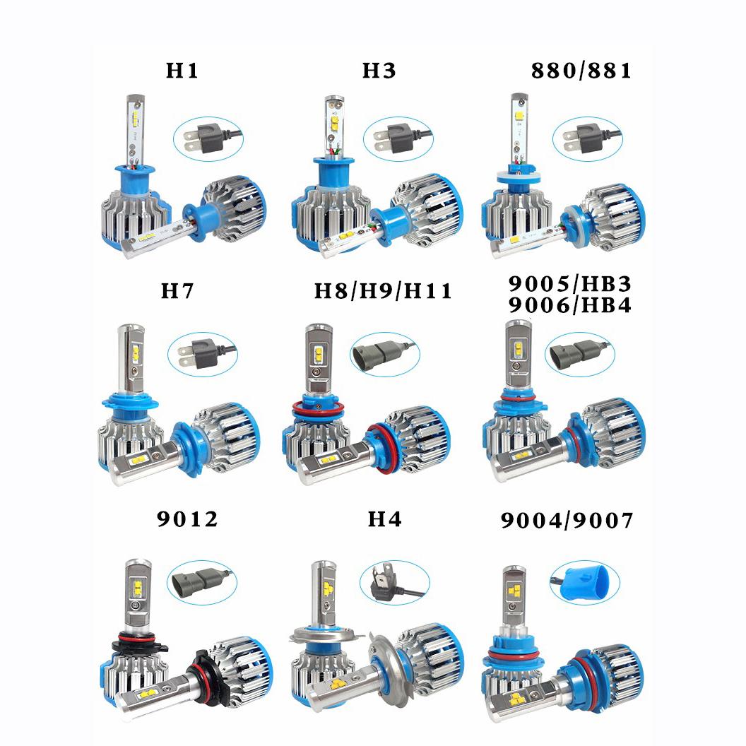 

2 шт. T1 Led H1 H3 H4 H7 H11 H13 9004 9005 9006 9007 881 автомобильные фары противотуманные фары 70 Вт 14000LM автомобильные лампы белые 6000K HIR2/9012 белый