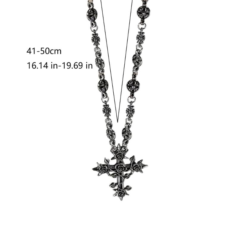 Gothic Rose Crosses Pendant Necklace With Elegant Designs Fashion Jewelry for Men and Women