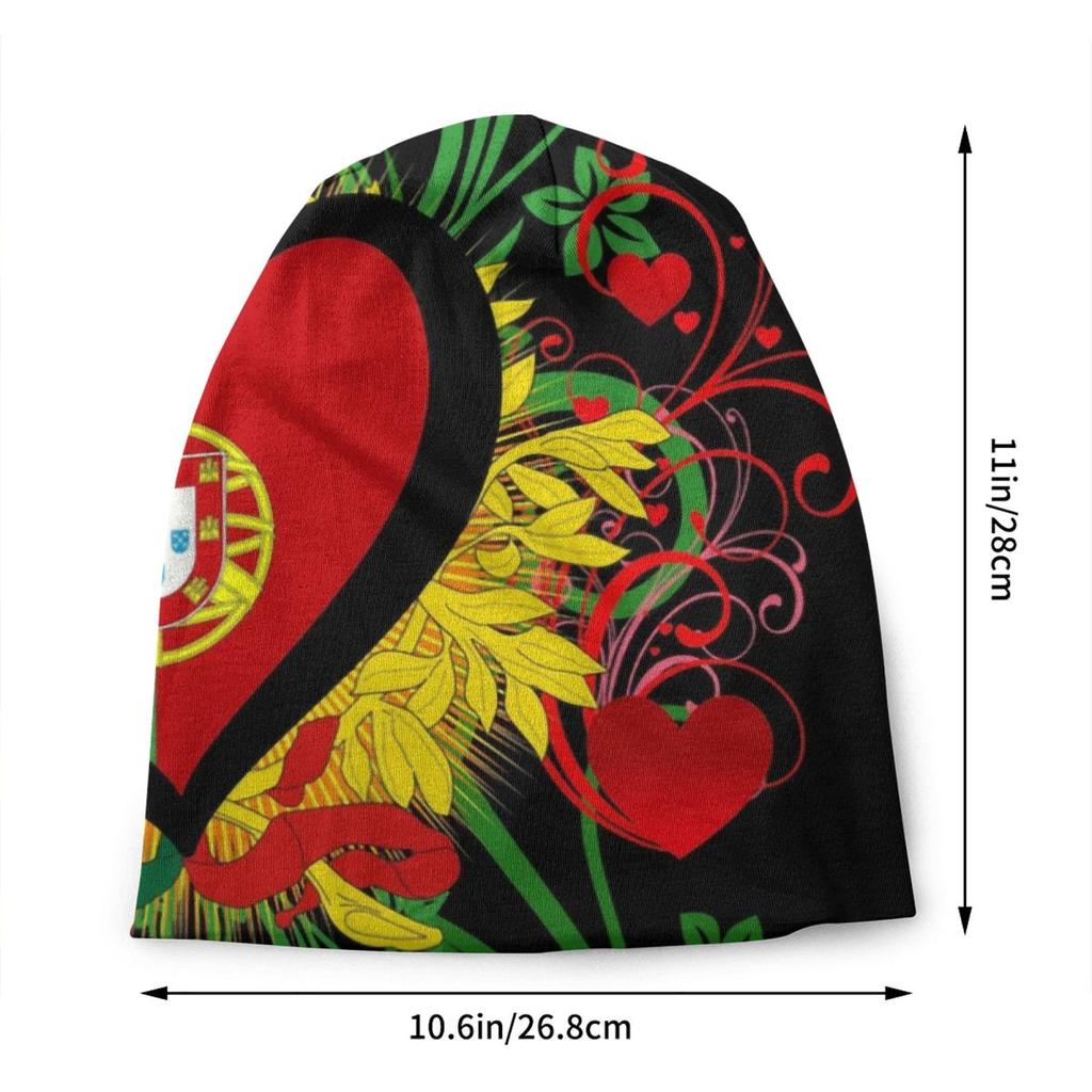 Custom Portugal Flag Heart Gifts Bonnet Hats Street Knitting Hat For Unisex Women Warm Winter Portuguese Skullies Beanies Caps