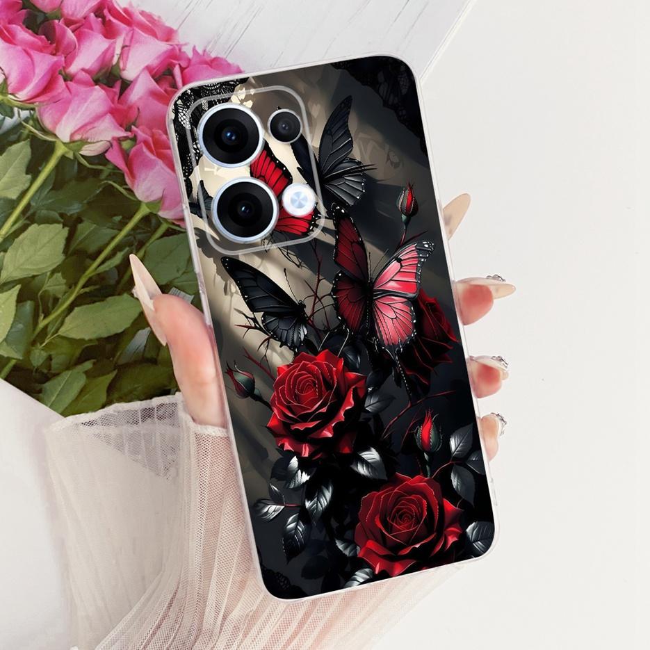 For Oppo Reno13 Pro Case CPH2697 Luxury Flowers Butterfly Painted Cover Soft Slim Phone Case For Oppo Reno 13 Pro Reno13 5G Bags