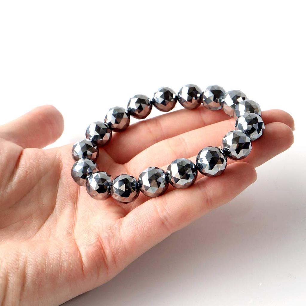[GOLD STONE] Terahertz Crystal Star Cut 100-Face Bracelet, 12mm, 99.9999% Purity, Includes Exclusive Box, Inner Diameter Approximately 19cm