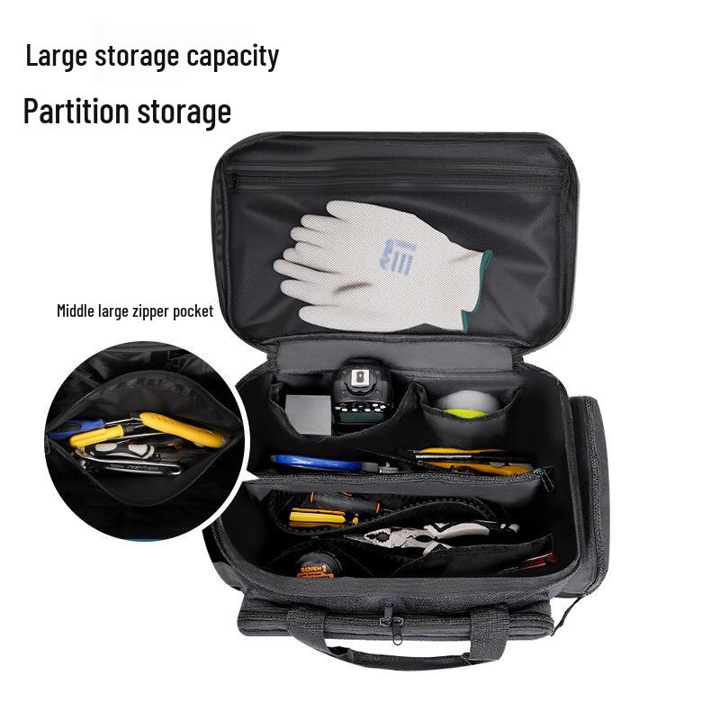 Sac de rangement d'outils tactique noir amélioré avec couvercle de support, fond épais, antidérapant, résistant à l'usure.