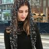 Floral Printed Veil Headband Embroidered Flower Tassels Scarves Simple Lace Shawl  Ladies