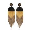 Fashion Retro Christmas Tassel Earrings Elegant High Quality Rice Beads Pentagram Hand-woven Long Earrings Green New Year Gift for Women