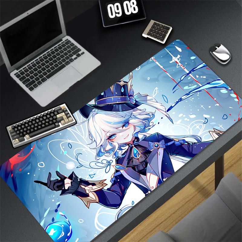 Genshin Impact Furina Anime Game Mouse Pad Kawaii Gaming Accessories Large NonSlip Keyboard Mat For Pc Laptop Office 900x400