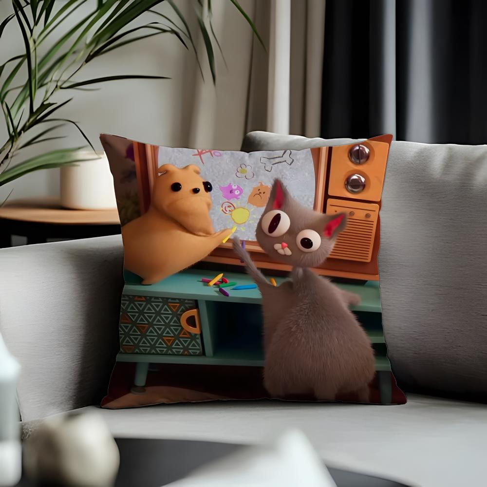 Trending NNoodle and Bunable Cushion Cover Antidustmite Pillowcase Invisible Zipper Silky Short Plush Sofa Cushion Cover