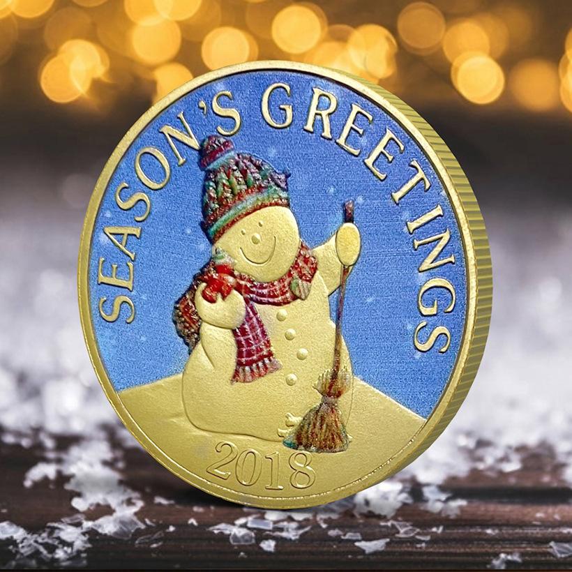 Christmas Snowman Colored Coins, Elizabeth Commemorative Medal Silver Coins, Christmas Eve Gifts, Tooth Fairy Colored Silver Coins
