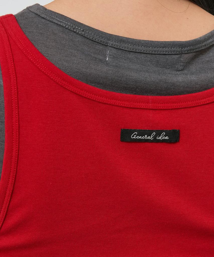 GENERALIDEA Two-Way Color Layered T-Shirt [Red] / Gf2Lts532