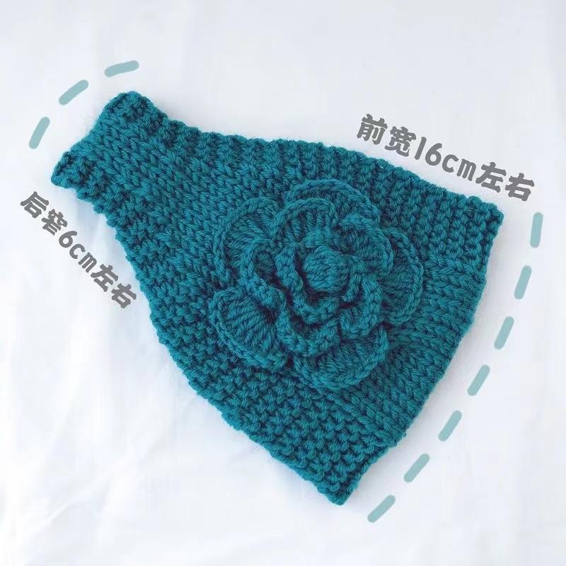 Hair band Women's trendy versatile wide hair band hat Autumn and winter handmade knitted wool Ear protection Warm wide edge hair accessories Head wear