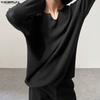 INCERUN Men Irregular Neck Long Sleeve Casual Texture T-shirts Tops
