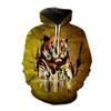 Autumn New Men's Animal Tiger Sweatshirts 3D Printed animal Hoodies Sports hoodie loose long sleeve pockets Fashion Hoodie