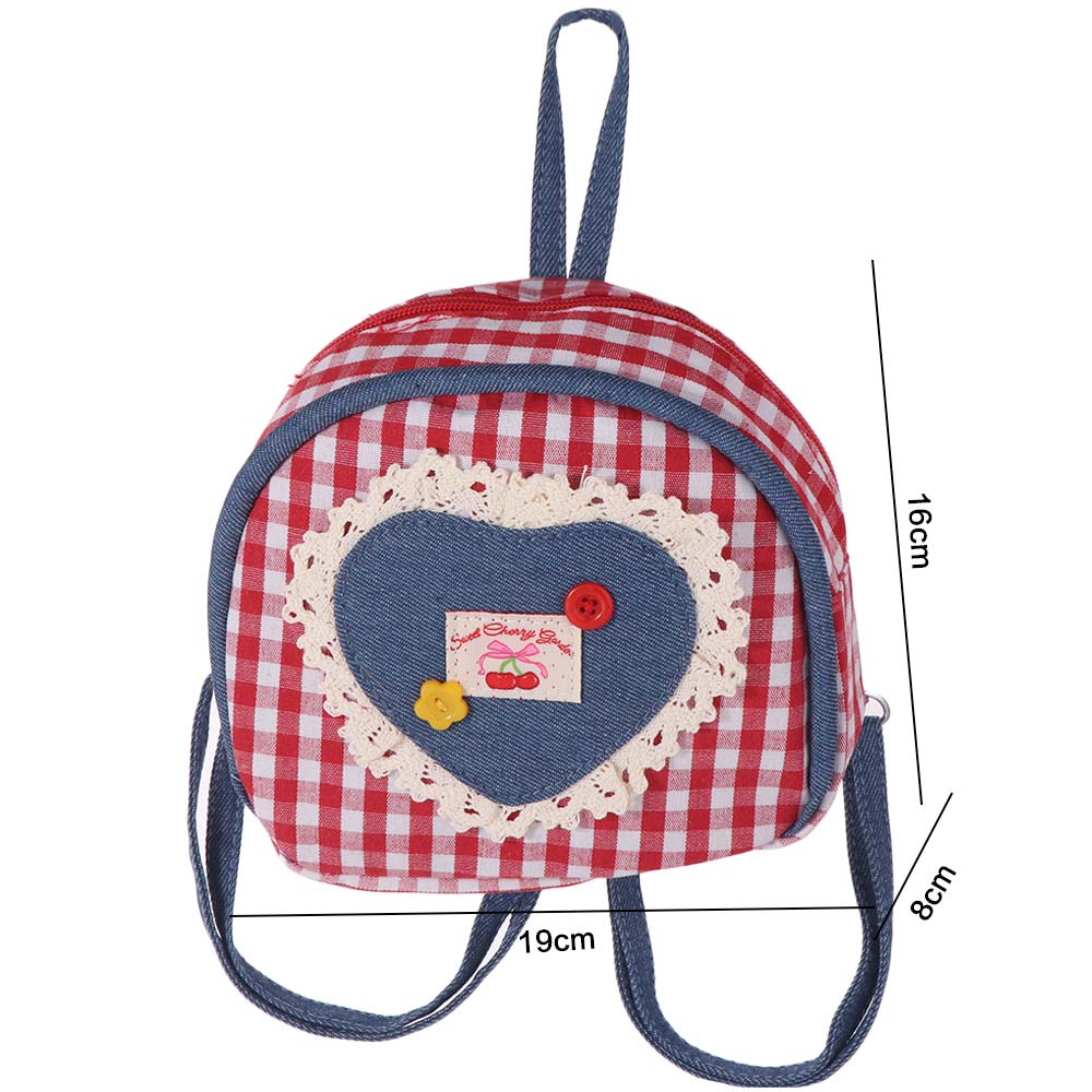 Lovely Cloth Lattice Backpack Mini Rural Style Denim Shoulders Bag Plaid Bow Knapsack Women