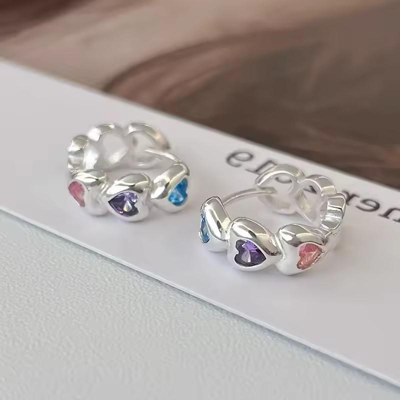 VENTFILLE 925 Sterling Copper CZ Star Moon Asymmetric Hoop Earrings for Women Girls Gold Copper Color Party Zircon Gifts