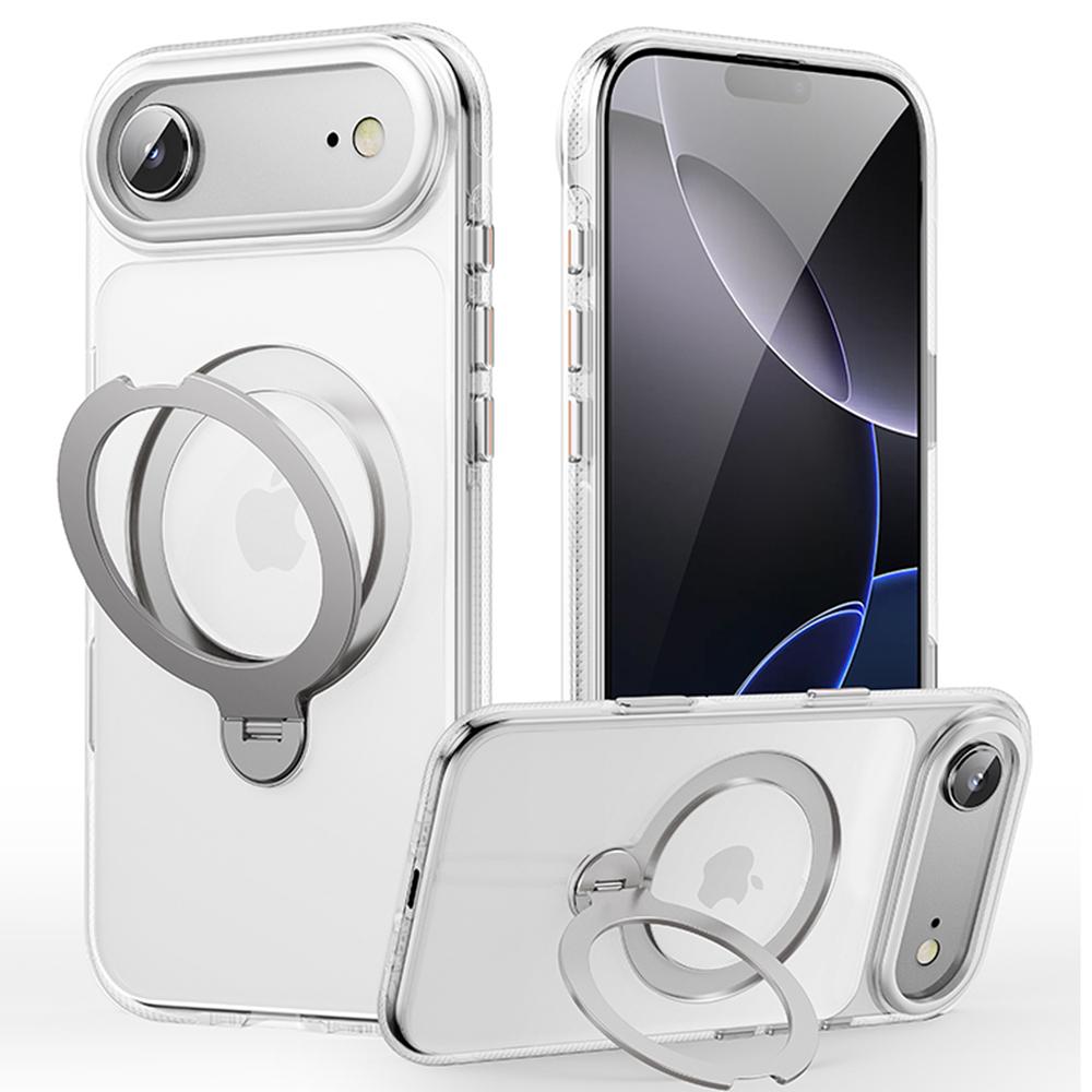 

For iPhone 17 Air Case Compatible with MagSafe Drop Proof TPU PC Kickstand Phone Cover Transparent