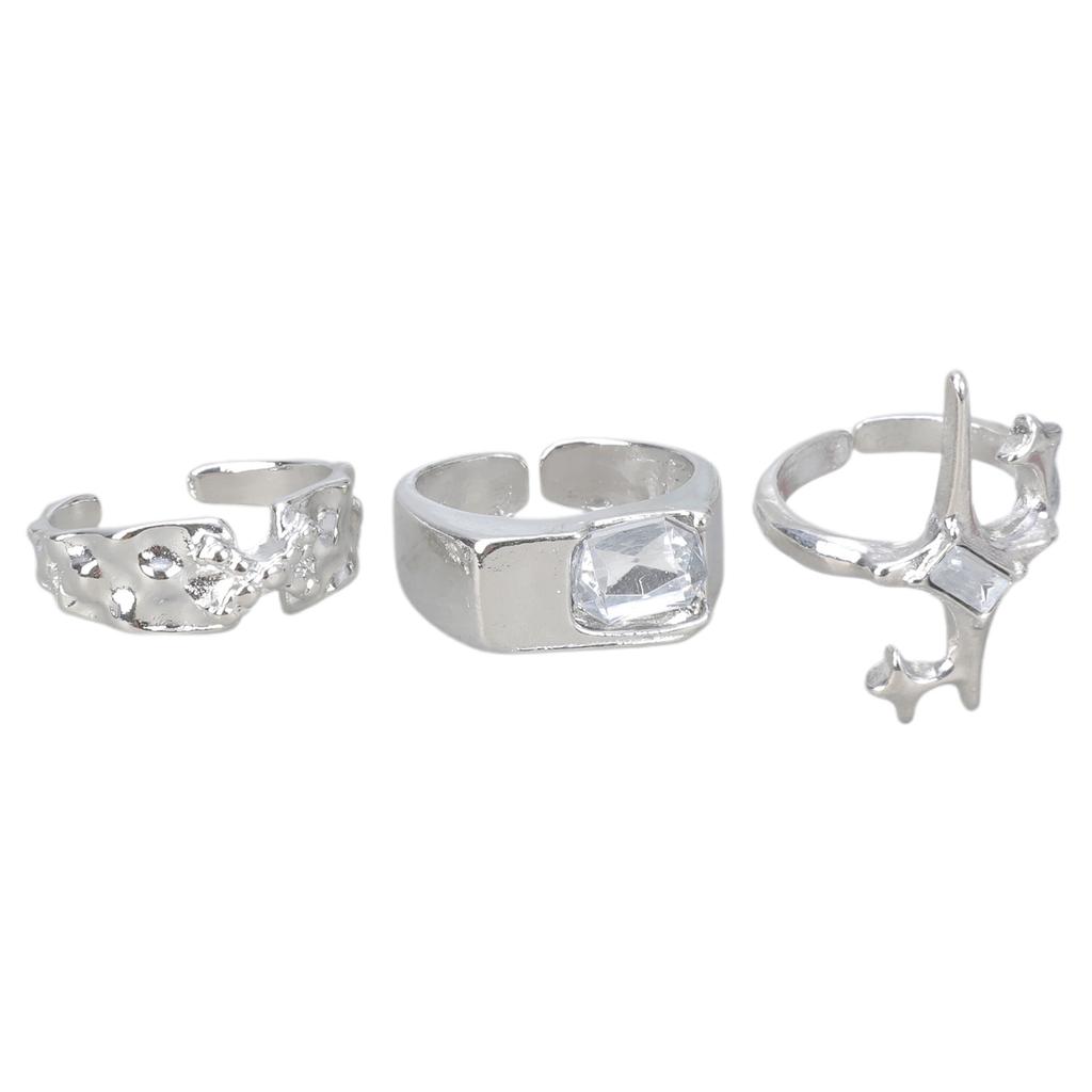 Fashionable Love Zircon Star Texture Couple Rings Decoration Portable for Fashion Couples Daily Use Casual Wear