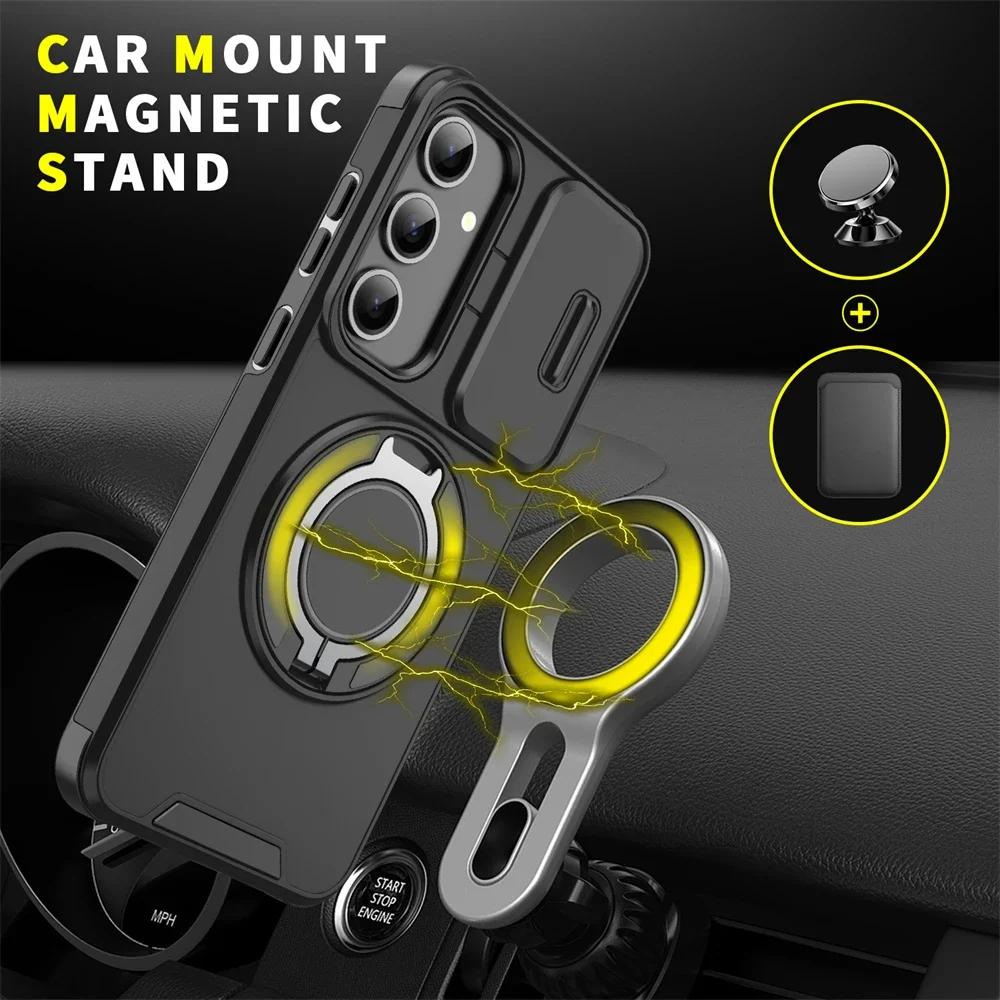 Magnetic Holder Phone Case for Samsung A17 A07 A16 A06 A55 A35 A25 A15 A54 A14 A23 A13 5G 4G A03S Slide Camera Protection Cover