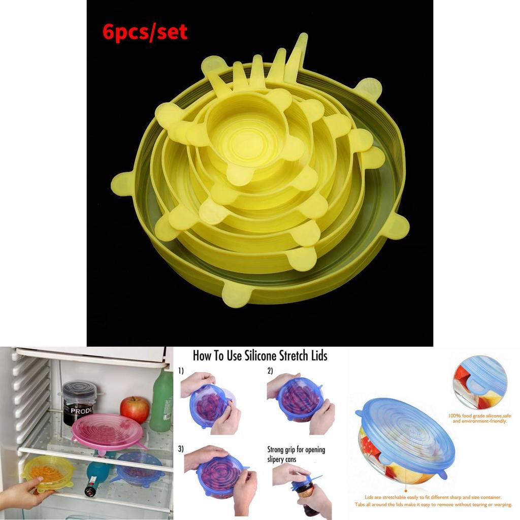 Source European Standard Silicone Six-piece Set Fresh-keeping Cover Stretch Bowl Cover Refrigerator Microwave Seal Fresh-keeping Film