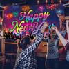 Cartoon Photo Background Banner Festive Happy New Year Decorations  Home Party Decor