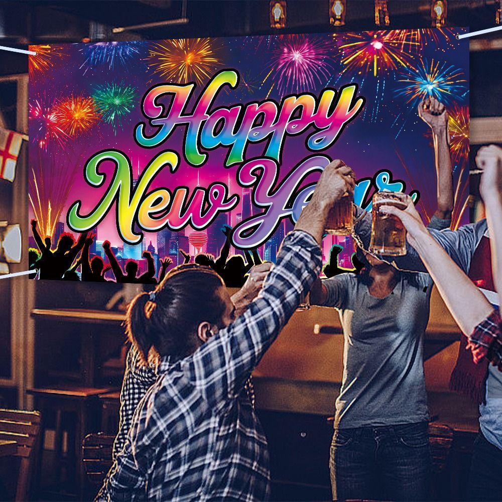 Cartoon Photo Background Banner Festive Happy New Year Decorations  Home Party Decor