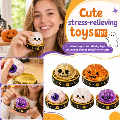Halloween Brötchen Spielzeug 21,6 cm mit Dampfkorb, Zufällige Farben Packung mit 4