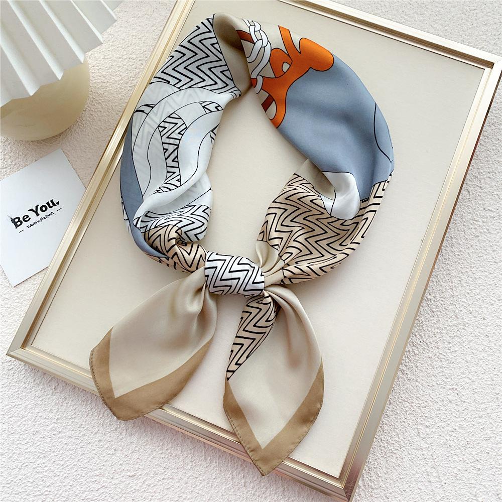Modischer Dekorationsschal, Haarband, Krawatte, 70 cm, kleiner quadratischer Schal, Seidenschal, Damen, Frühling und Herbst, vielseitiger kleiner Schal, professioneller Schal