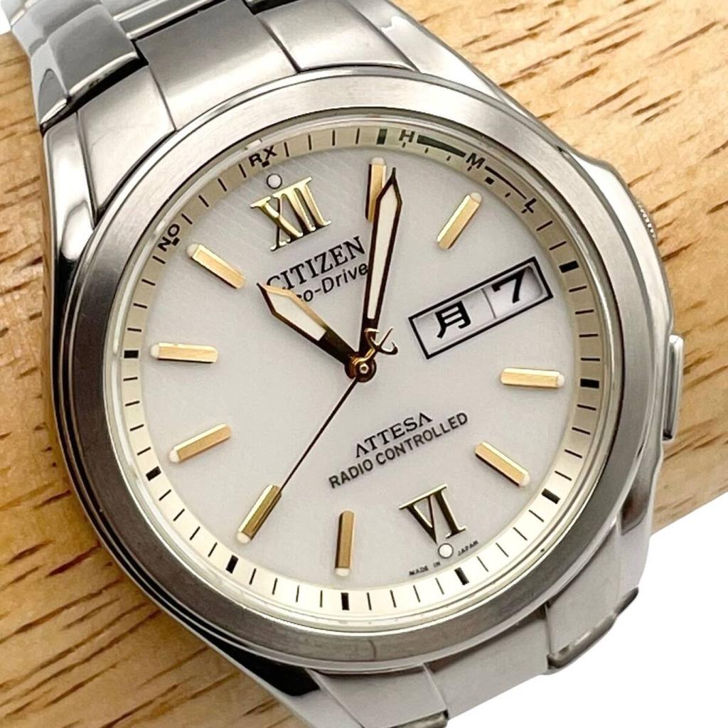 CITIZEN Box ATESSA Solar Round included. /Radio-controlled. H100-T010431 Radio-controlled Watch, Day/Date, Analog, Duratect, [x4]