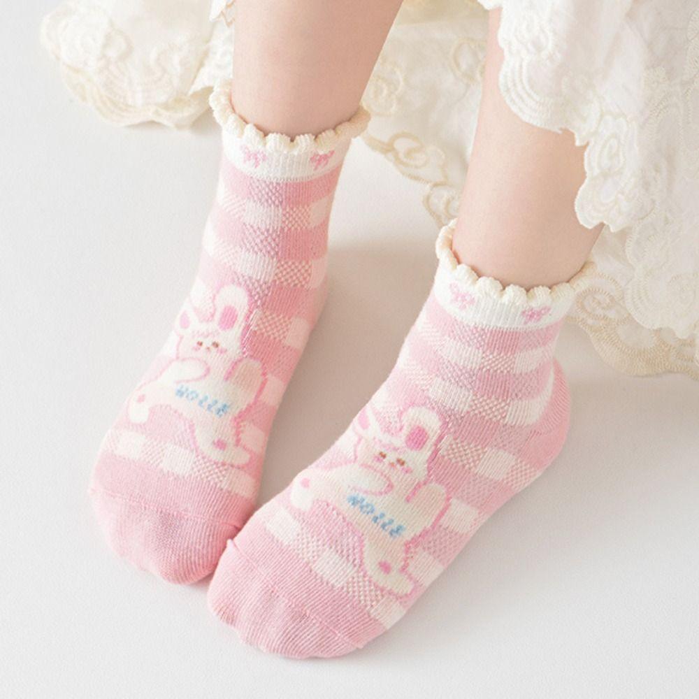 5Pairs Breathable Toddle Short Tube Socks Ruffle Newborn Socks Kawaii Baby Cotton Socks  Kids