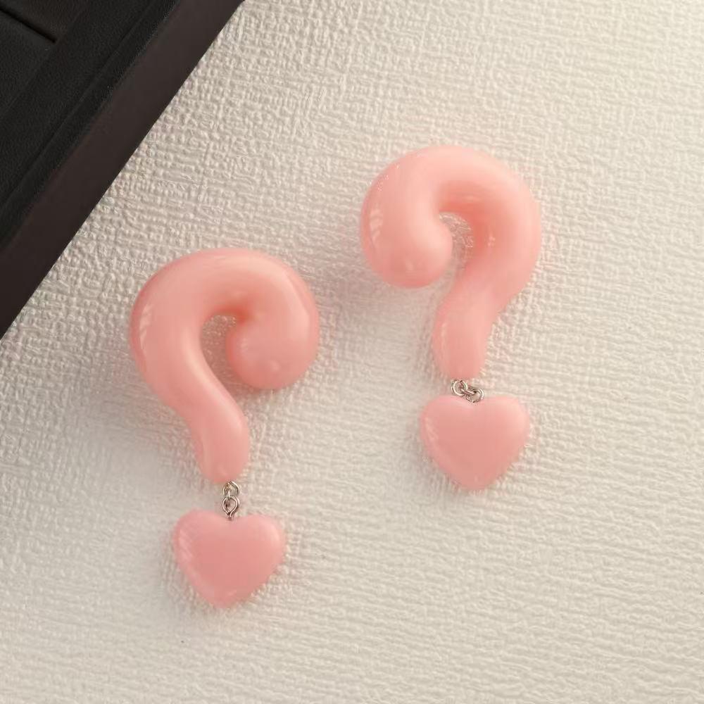 Chic Ankara Red Question Mark Stud Earrings - Bold Fashion Statement