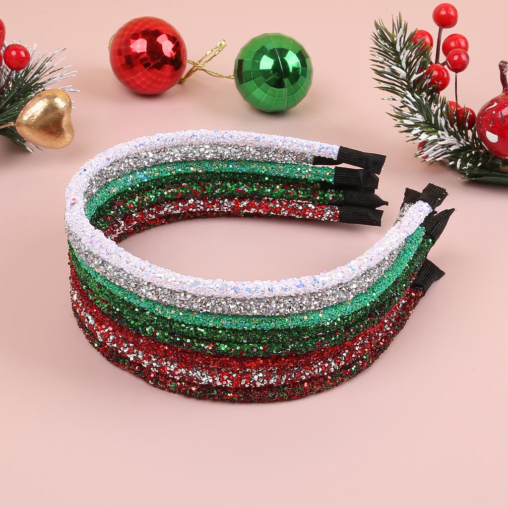 8Pcs/Set Cute Christmas Headbands Christmas Hair Hoop Glitter Hairband Funny Christmas Party Holiday Headband Hair Accessories