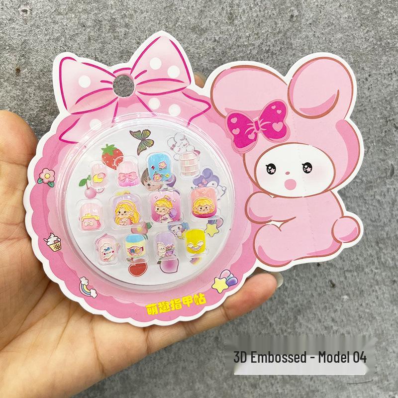 Children's Wearable Custom Nail Stickers - Cute European & American Jelly Glue Fingernail Tips