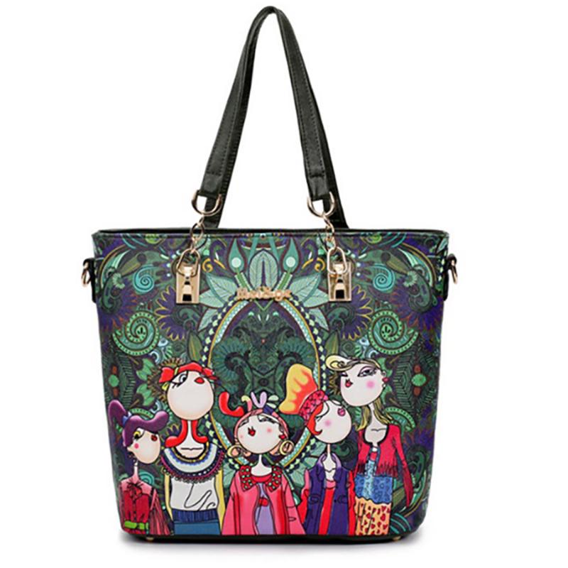 6pcs/Sets of Fashion Printing Shoulder Handbag Bags For Women Crossbody Bag