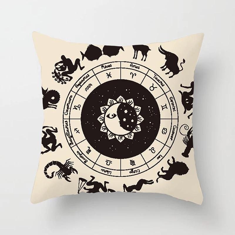 Home Decor Sun & Moon Themed Cosmic Throw Pillow Covers Pattern Cushion Cover Suitable For Sofa Bedroom Car Pillow Cover