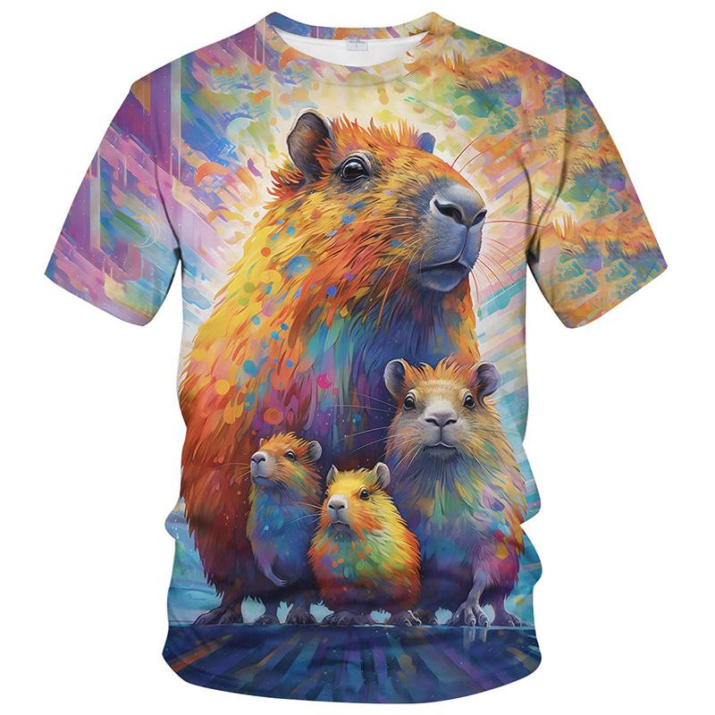 Cute Capybara Graphic T Shirt for Men Clothing 3D Print Funny Capy T-shirt Casual Kid y2k Tops Unisex Women Plus Size Tee Shirts
