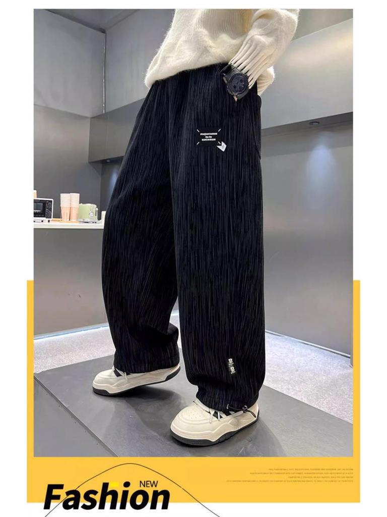 2024 Podzim/Zima Chlapecké plyšové rovné ležérní kalhoty