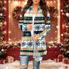 Women's Casual Christmas Print Mid-Length Open Front Cardigan Sweater for Holiday Wear