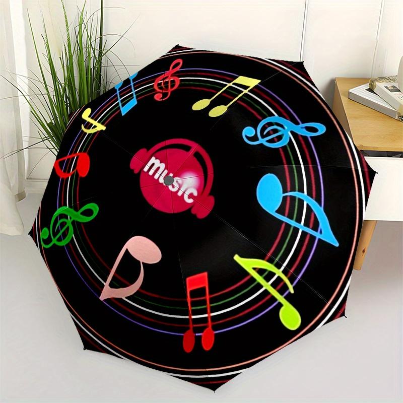 Music Notes, Audio Symbols-themed, Eight-ribbed, Self-folding umbrella Is Suitable for Everyday Outdoor Use and Is An Ideal Gift for Friends