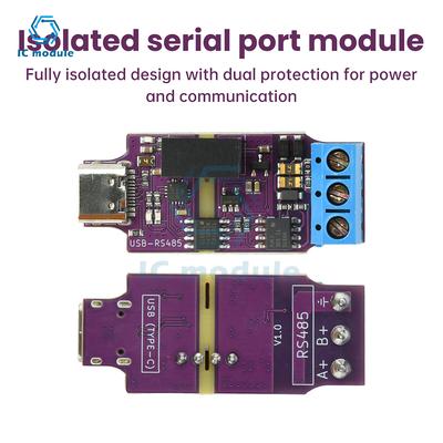 USB To RS485 Isolated Serial Port Module Auto Commutation 2Mbps High-Speed Communication with Power Isolation & Type-C Interface