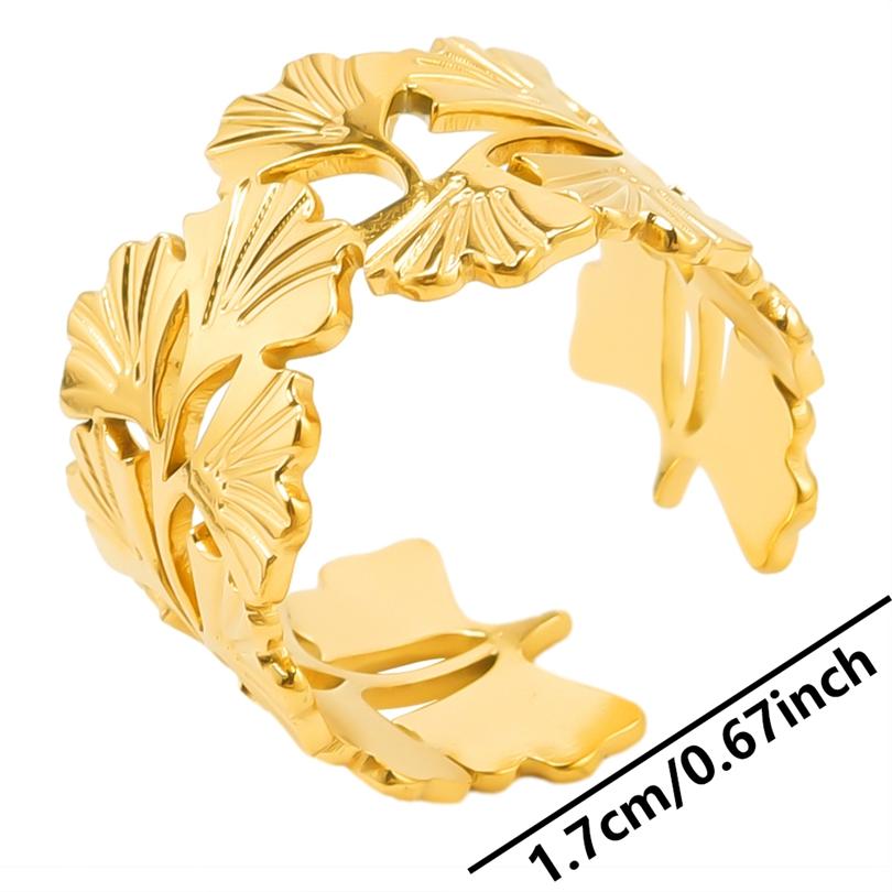 1/5Ppcs/Lot Real Gold Plated Stainless Steel Rings For Women Men Accessories Open Adjsutable Chunky Butterfly Heart Ring Anillos