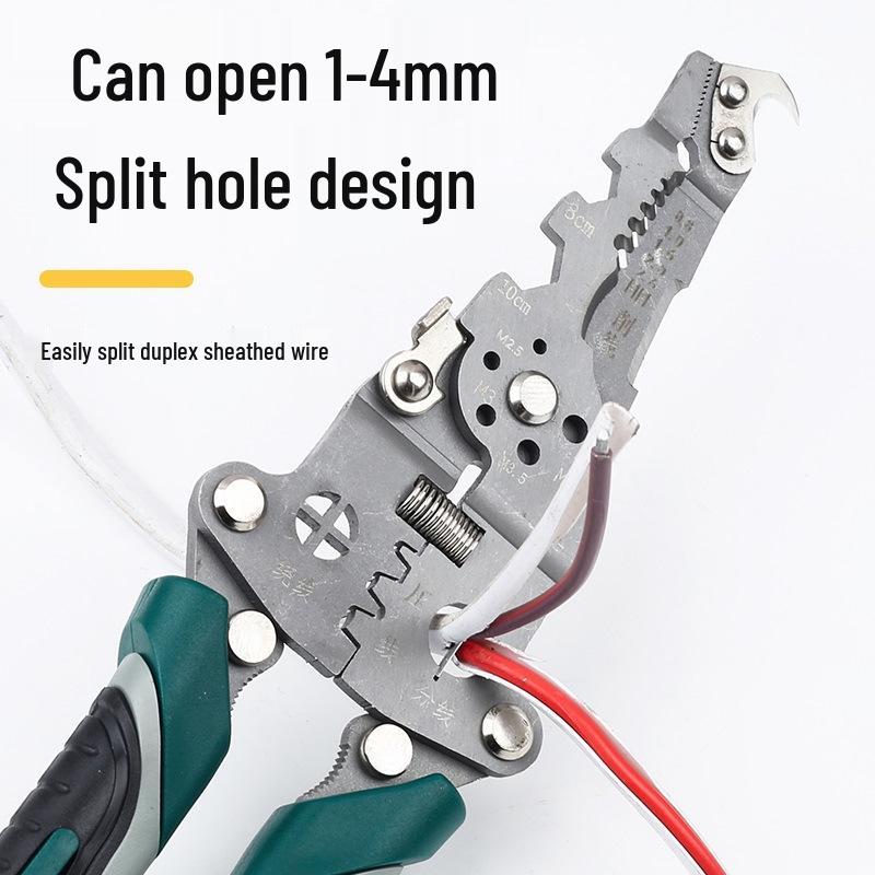 Multifunctional Electrician's Wire Stripper and Cutter: Portable, Foldable Pliers for Skinning, Wrapping, Crimping.