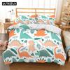 Cute Cartoon Dinosaur Print Polyester Bedding Sets Child Kids Covers Boys Bed Linen Set For Teens King Size Bedding Set