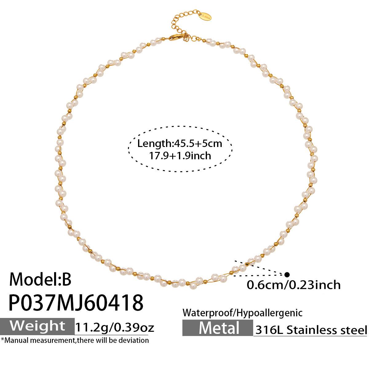 18k Gold Plated Stainless Steel Necklace with Irregular Handmade Faux Pearl Beads