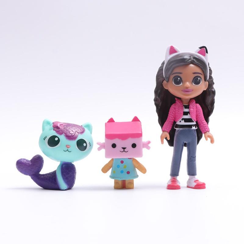13Pcs Gabby Dollhouse Anime Figure Toy Smiling Car Cat Hug Gaby Girl Dolls Mercat Cartoon Action Figure Kids Xmas Birthday Gifts