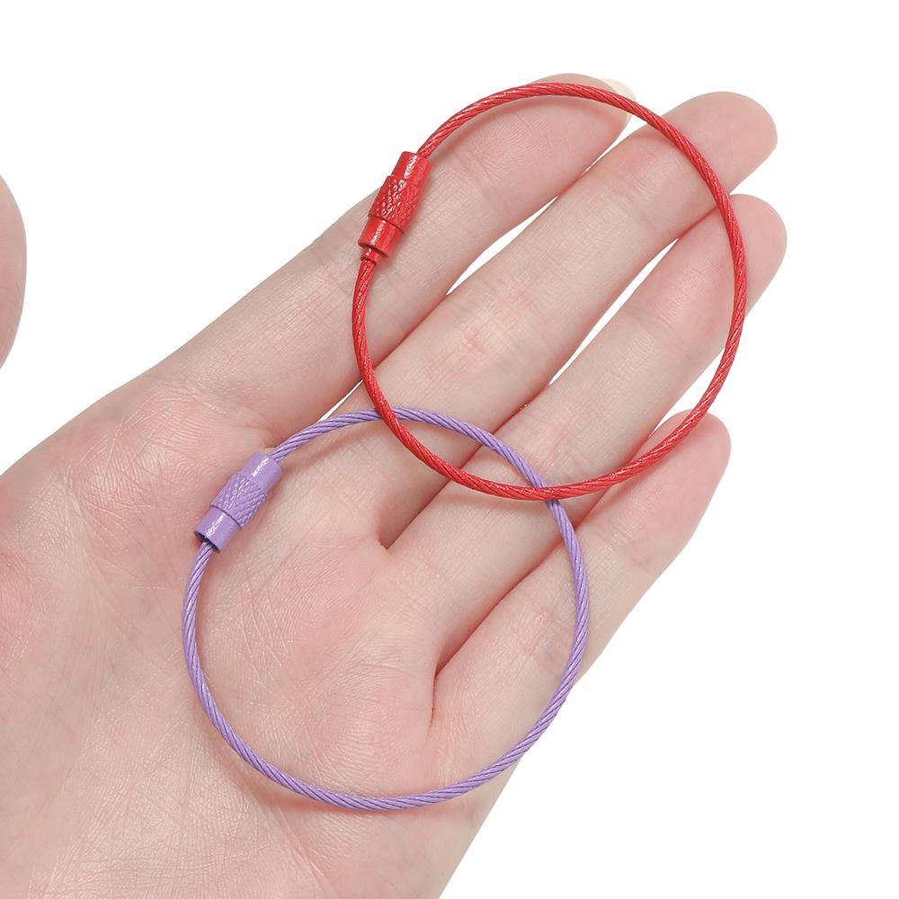 10pcs/Lot Colorful Iron Wire Keychain Cable Loop Screw Lock Rope Key Holder Keyring Key Chain Rings for Jewelry Making Supplies