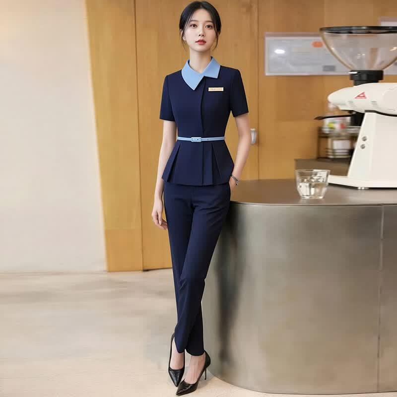 Troman Women s Summer Short Sleeve Business Suit Set S