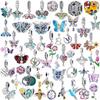 Borboleta de Cobre Vaga-lume Libélula Beija-flor Floresta de Primavera Pingentes Charms Compatíveis com Pulseiras Para Mulheres Joias Presente