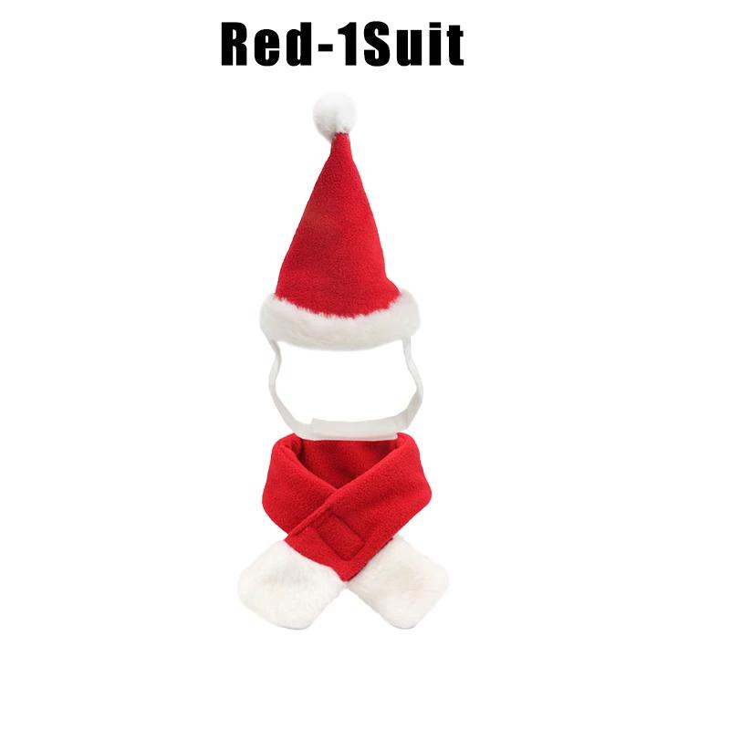 Cat Christmas Hat Scarf Set Festive Pet Costume for Small Animals Holiday Photo Props Cute Kitty Apparel Christmas Party Outfit